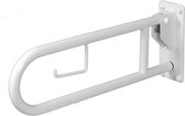 Opklapbare toiletbeugel 60 cm met closetrolhouder RVS wit