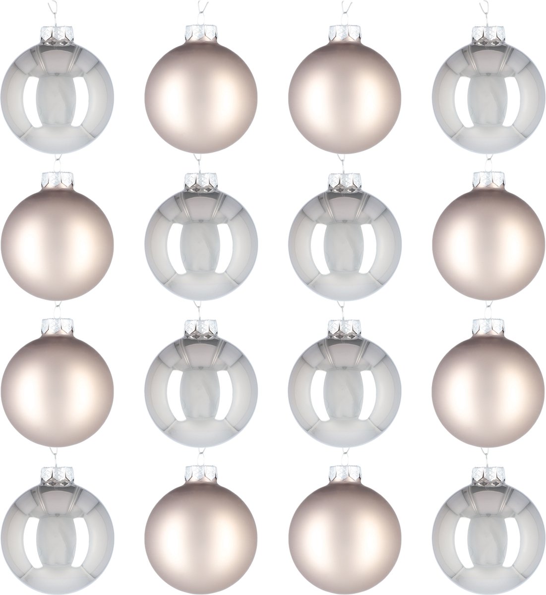 Glazen kerstballen - Set van 16 stuks/80mm - Luxe kerst decoratie - Sfeervolle kerstversiering voor in de kerstboom - Glas - Titan Grey - Grijs