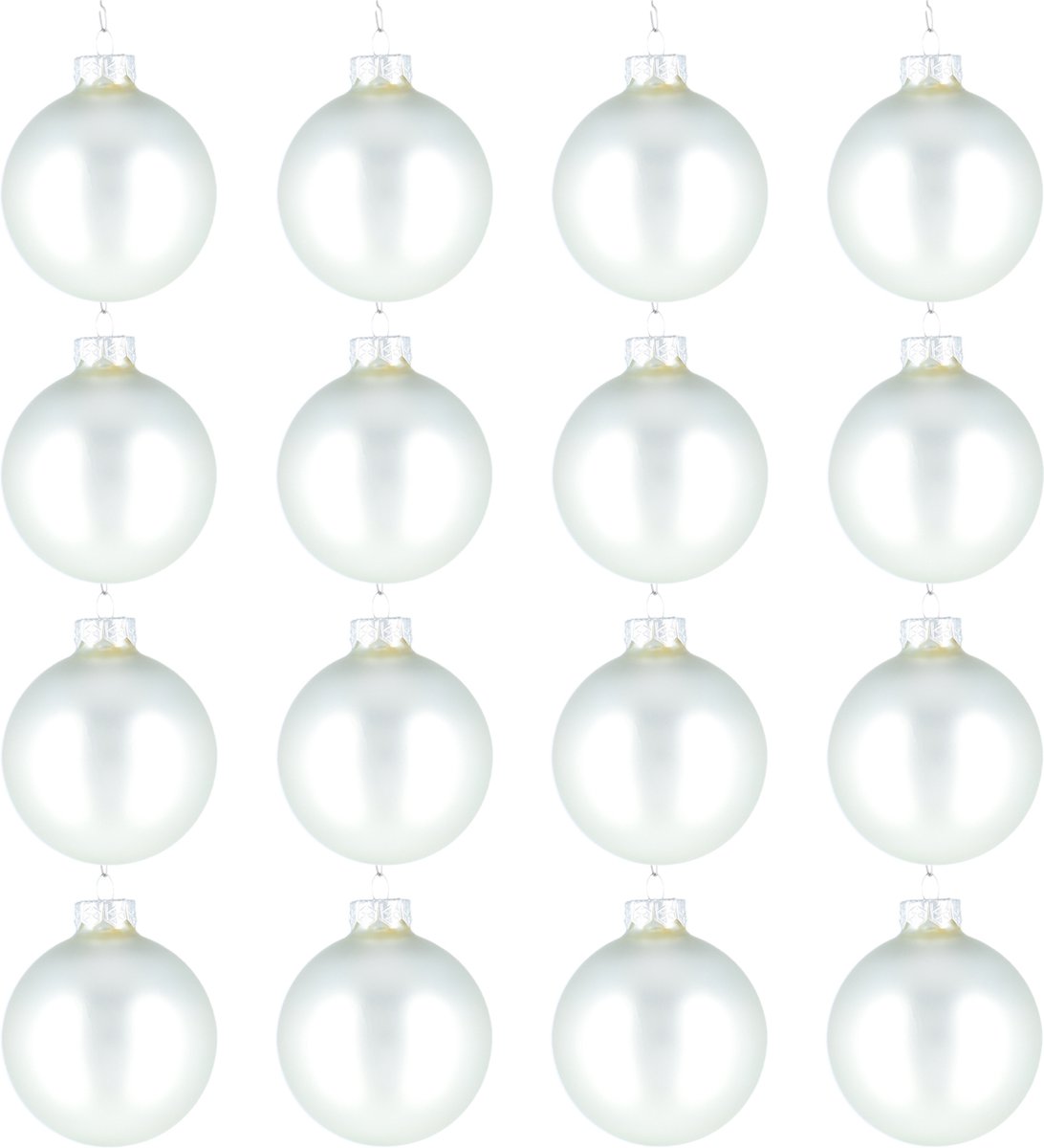 Glazen kerstballen - Set van 16 stuks/80mm - Luxe kerst decoratie - Sfeervolle kerstversiering voor in de kerstboom - Glas - Matte Silver - Mat Zilver