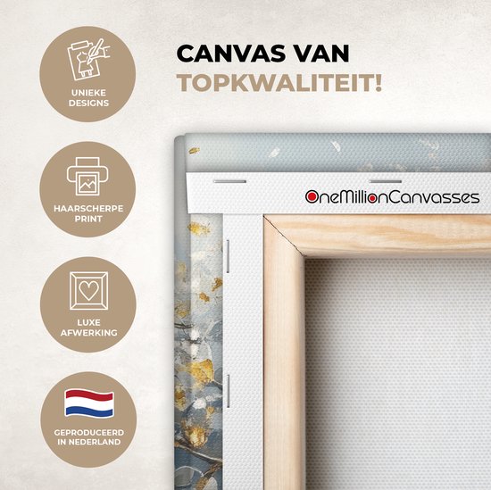 Peinture sur toile 20x20 cm - Décoration murale Arbre - Hiver - Arbre de vie - Moderne - Or - Décoration murale murale salon - Décoration chambre - Accessoires de chambre - Peintures