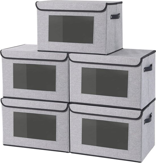 Ibenzoa® Opvouwbare Stoffen Opbergdozen met Deksel voor Efficiënte