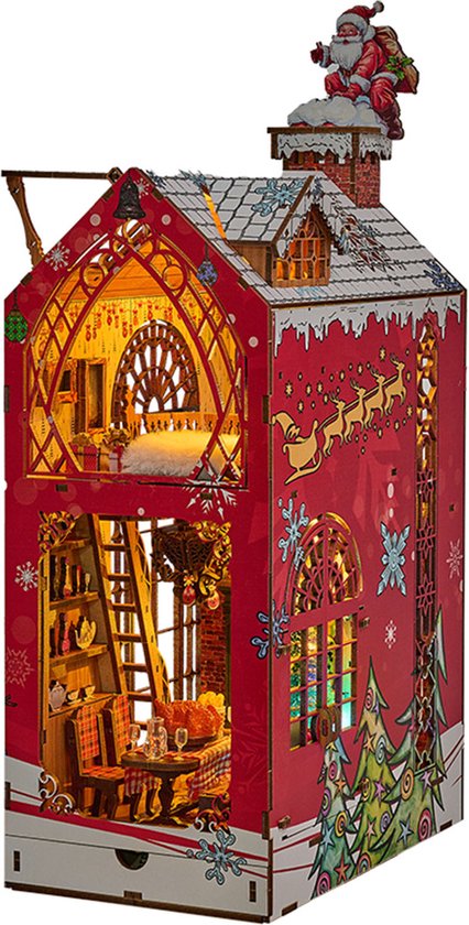 MiniCity 3D Miniatuur Poppenhuis Boekenhoek MiniCity Book Nook Bouwpakket – 3D Miniatuur Poppenhuis Boekenhoek 'Seizoenen Café' Met LED-verlichting MiniCity 3D Miniatuur Cafe