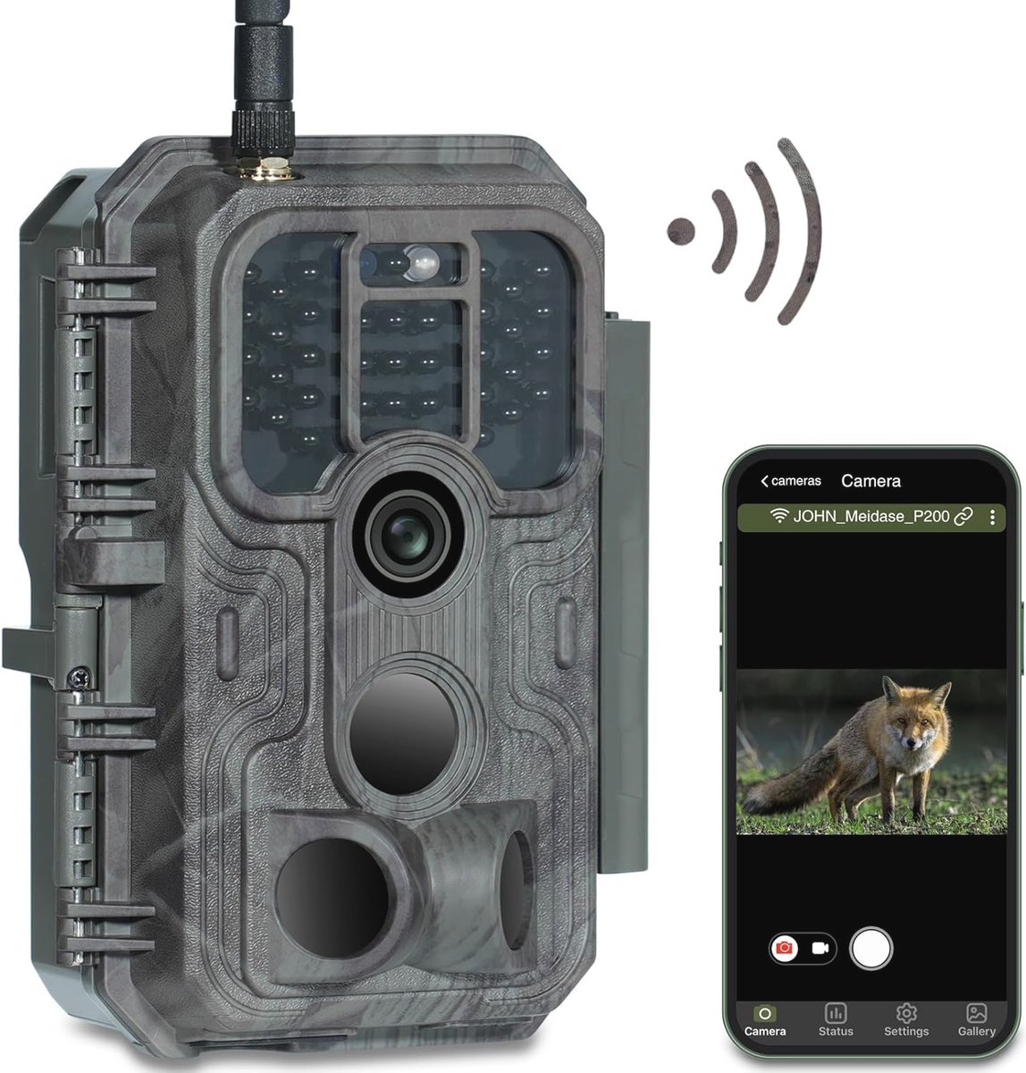 Wildcamera met wifi, 48 MP, 1296P video, nachtzicht tot 30m, snelle bewegingsdetectie