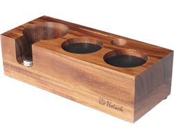 Tamperstation van Walnoothout voor Espresso Koffiezetapparaat – Barista Accessoires