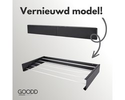 GOODD® - Droogrek - Wasrek - Wanddroogrek - Verbeterd model - Zwart - Rvs - Inklapbaar - 400 cm
