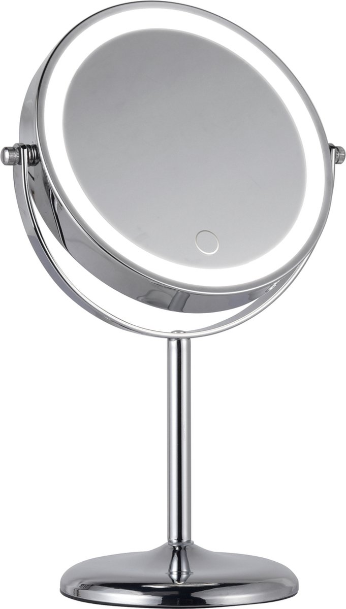 Goedkoopste Roobah Make-up Spiegel met Verlichting – LED Make-up Spiegel – 1x 10x Vergroting – 3 Lichtstanden – Dimbaar – Luxe Vergrootspiegel Chrome