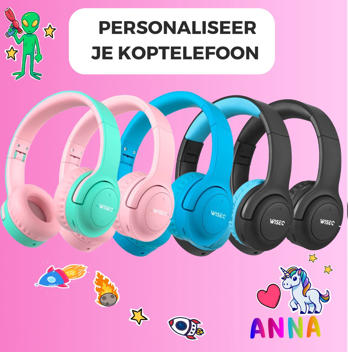 WiseQ Hero Koptelefoon Kind Bluetooth 38 uur Roze - afbeelding 3