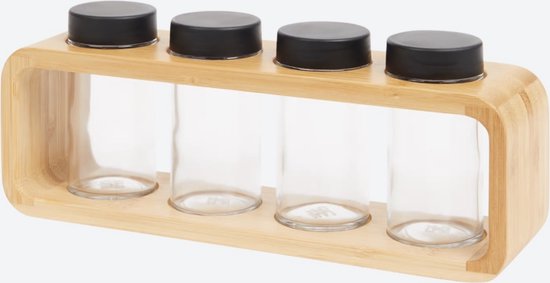 XIVADA Kruidenrek met potjes - 24 Kruidenpotjes - Stickers - Zwart XIVADA Kruidenrek met potjes - 24 Kruidenpotjes - Stickers - Zwart