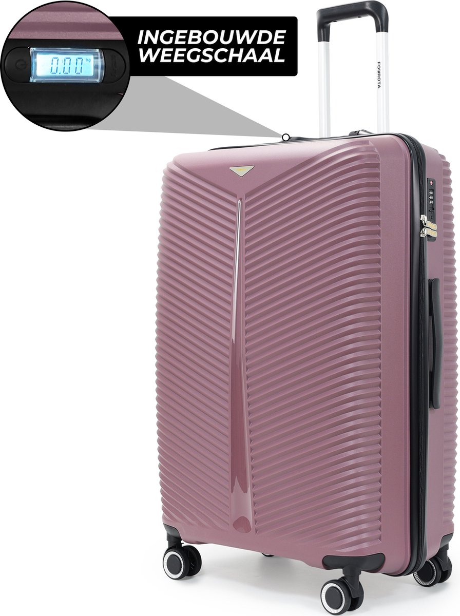 FOUROTA Koffer met Weegschaal – Voorkom Overbagage – TSA Slot – Lichtgewicht – 360° Wielen – Groot (28 inch) – Paars