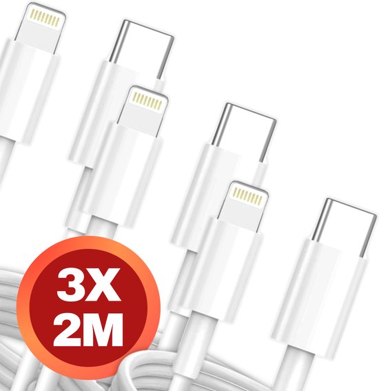 Xtronic USB-C Lightning Oplaadkabel - Geschikt voor iPhone - 3 Stuks - 2 m