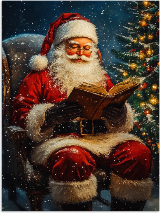 Poster 90x120 cm - Kerstman - Kerst - Winter - Kerstboom - Posters - Kamer decoratie - Wanddecoratie woonkamer - Kerstdecoratie voor binnen - Kerstversiering - Kerstmis versiering in huis - Kerstaccessoires