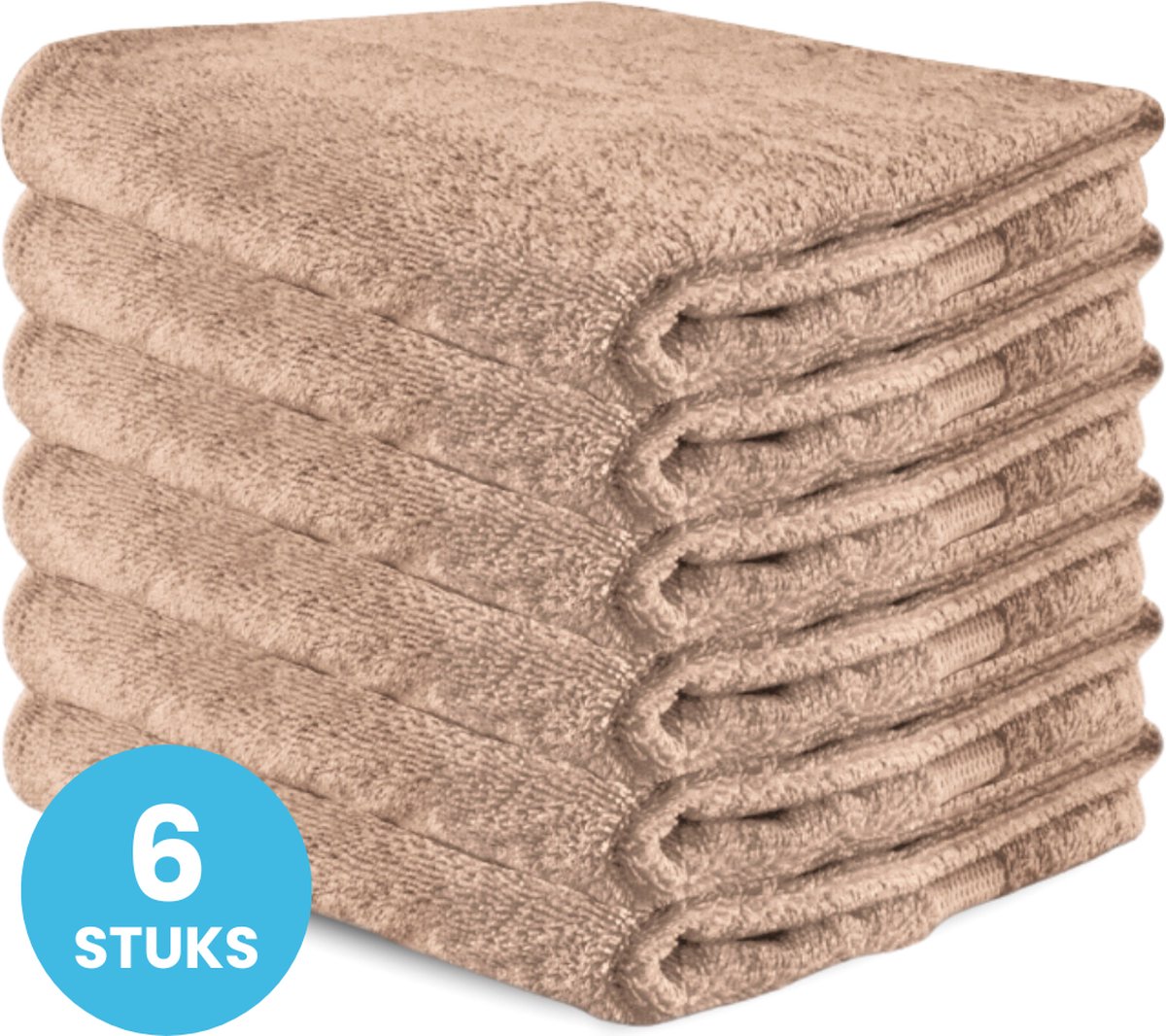 Funnies Handdoeken 6 Stuks Cream - Set van 6 Luxe Badhanddoeken - 70 x 140 cm - Hoogwaardig 100% Katoen - 500 gram/m² Dikke, Zachte en Sneldrogende Handdoek - Ideaal voor Badkamer, Sport, Sauna, Zwembad en Vakantie