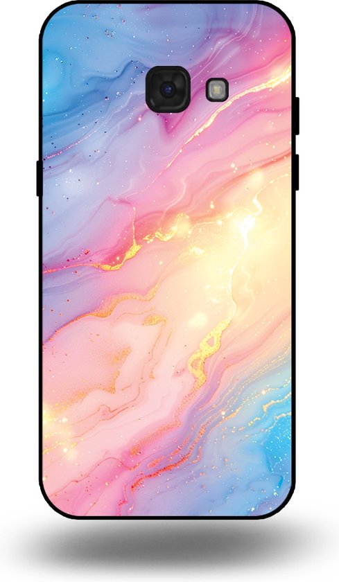 Coque de téléphone avec impression marbre arc-en-ciel pailleté.