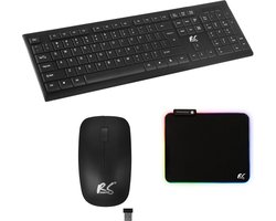 NanoRS RS580 COMBO - Draadloos toetsenbord met muis en muismat - LED RGB - 1200 DPI - Zwart