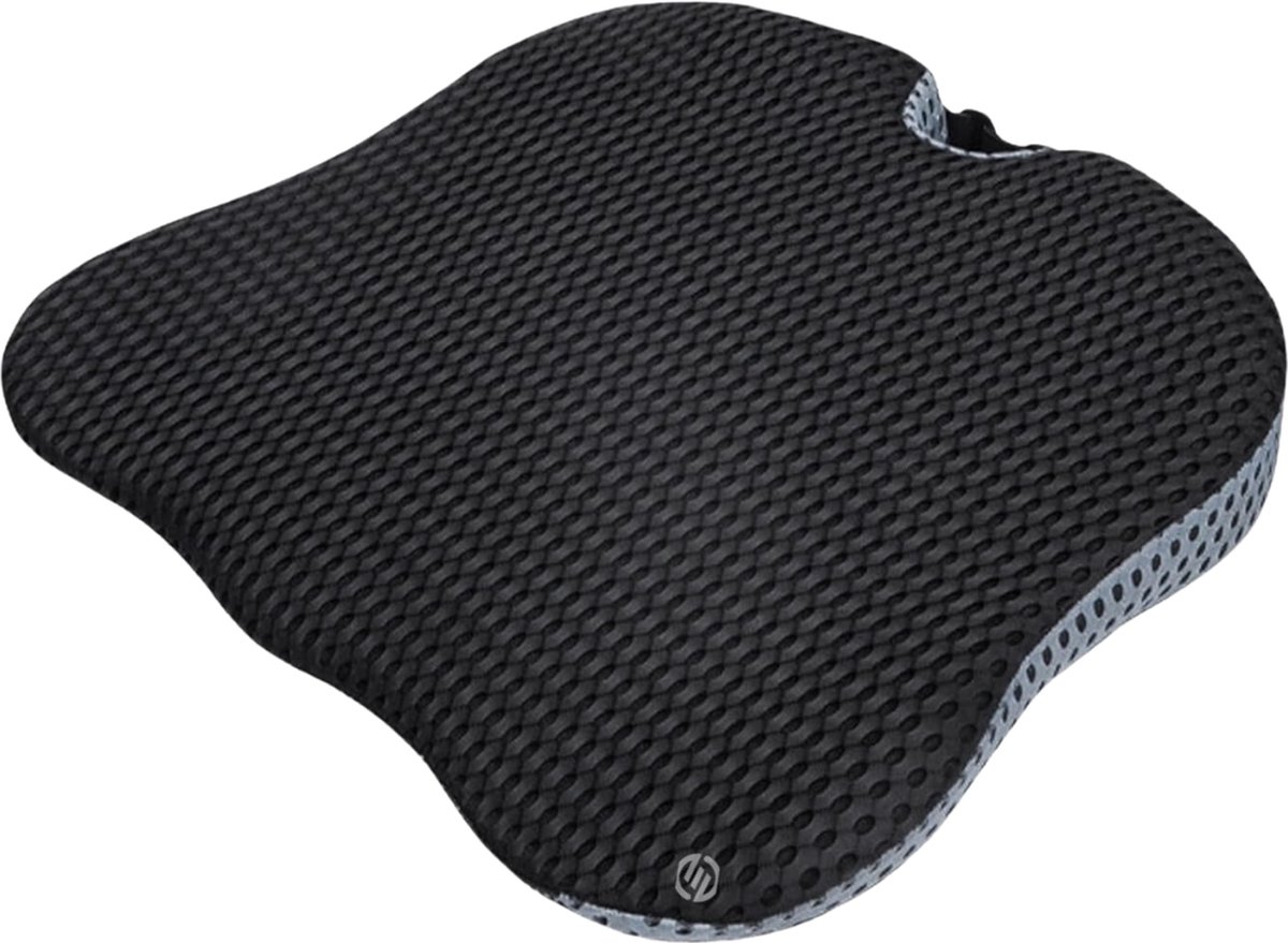 Equivera Autowigkussen - Auto Zitkussen - Wigkussen - Autostoel Kussen 42 x 47 cm - Ergonomisch Orthopedisch Zitkussen voor Bureaustoel - Auto - Rolstoel of Verhoger Kussen voor Volwassenen Zwart