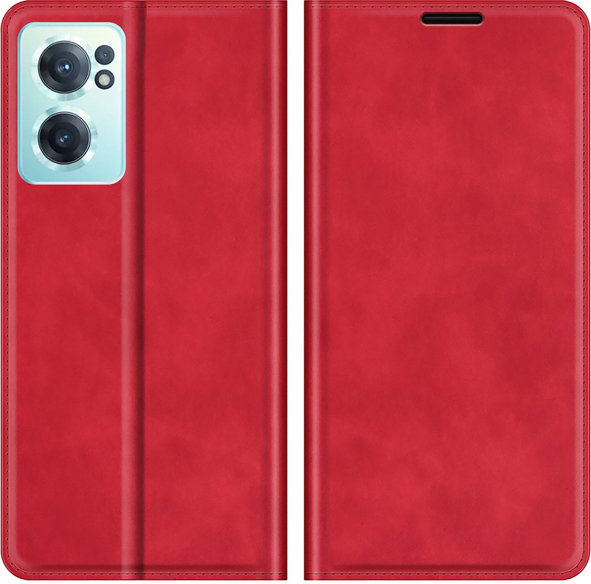 Cazy hoesje geschikt voor OnePlus Nord CE2 - Hoesje met Pasjeshouder - Luxe Book Case - Rood