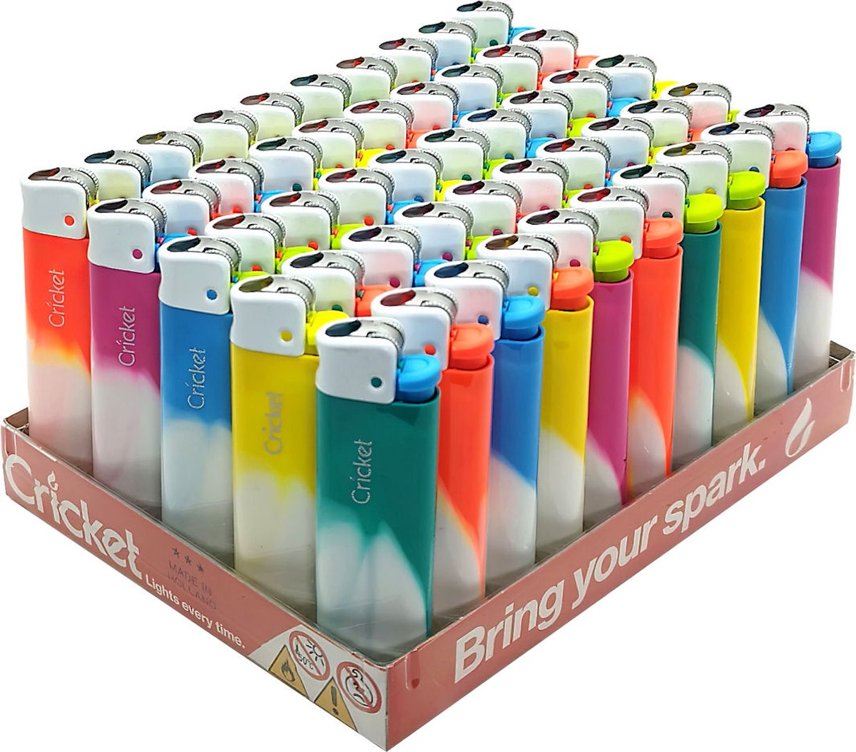 Cricket Original Fusion Candy aanstekers Display (50 stuks) - tot 2.000 vlammetjes - Made in Holland