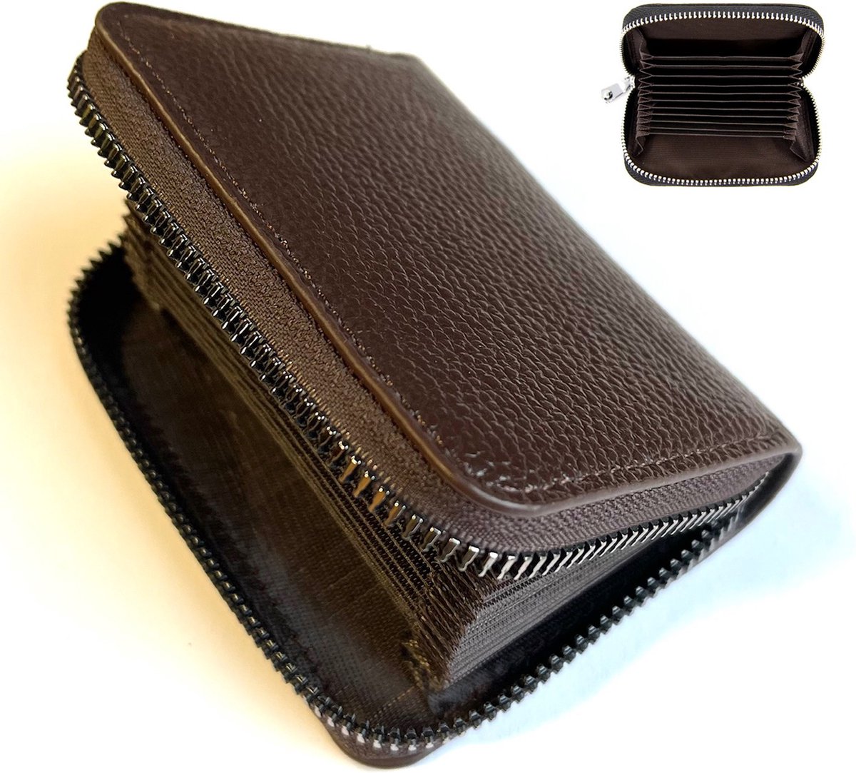 Actie4you® - Dames Portemonnee met RFID Anti-Skim Bescherming – Kunstleder – Voor 10 Pasjes – Voor Briefgeld – Kaarthouder – Met Rits - Bruin