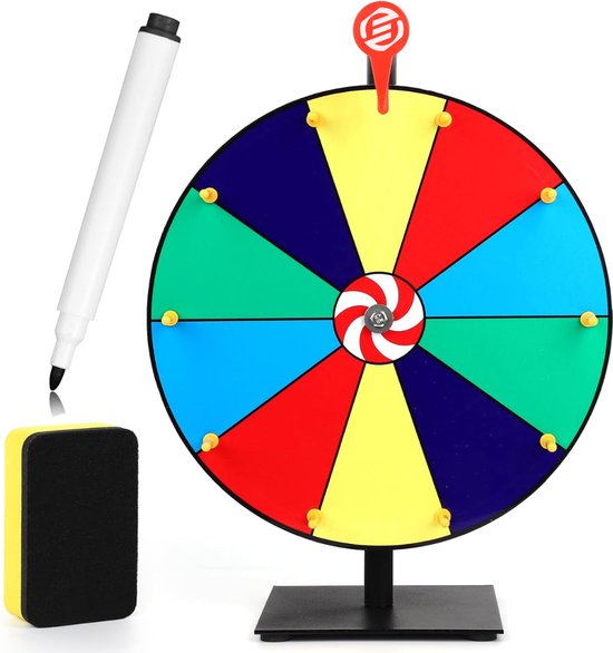 Draaiend prijzenrad - Draaitafelwielspinner Kleurenrad van fortuin,Tafelblad Roulette Spinner met marker en gum, Carnival Fortune Game, Classic Series Bexdug
