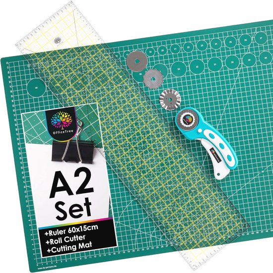 Snijmat A2 60 x 45 cm set met rolmes en liniaal - Professionele snijwerkzaamheden