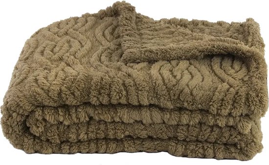 Zest - Fleece plaid - Super zacht Teddy - Caramel Bruin - 130x170 cm - Zachte teddy stof – voor een knus en warm gevoel - Geweven kabelstructuur - Pluist niet, ook niet na het wassen - Heel warm en zacht- Oekotex certificaat - GAEVE