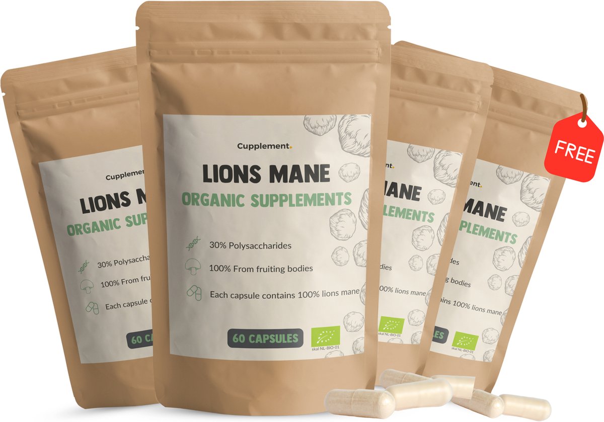 Cupplement 240 Lion's Mane Paddenstoel Capsules 500 MG Per Capsule Biologisch...