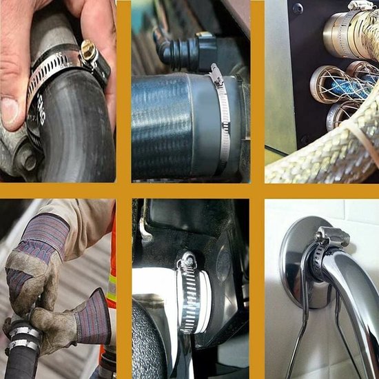 Slangklem - 20 stuks - Slang Koppeling Klem - Slangklemmen - Zilver - RVS - 10-16 mm (8 mm Breedte) - bescherming tegen roesten - voor auto, motorfiets, boot, aquarium, grasmaaier van Wovar — afbeelding 5