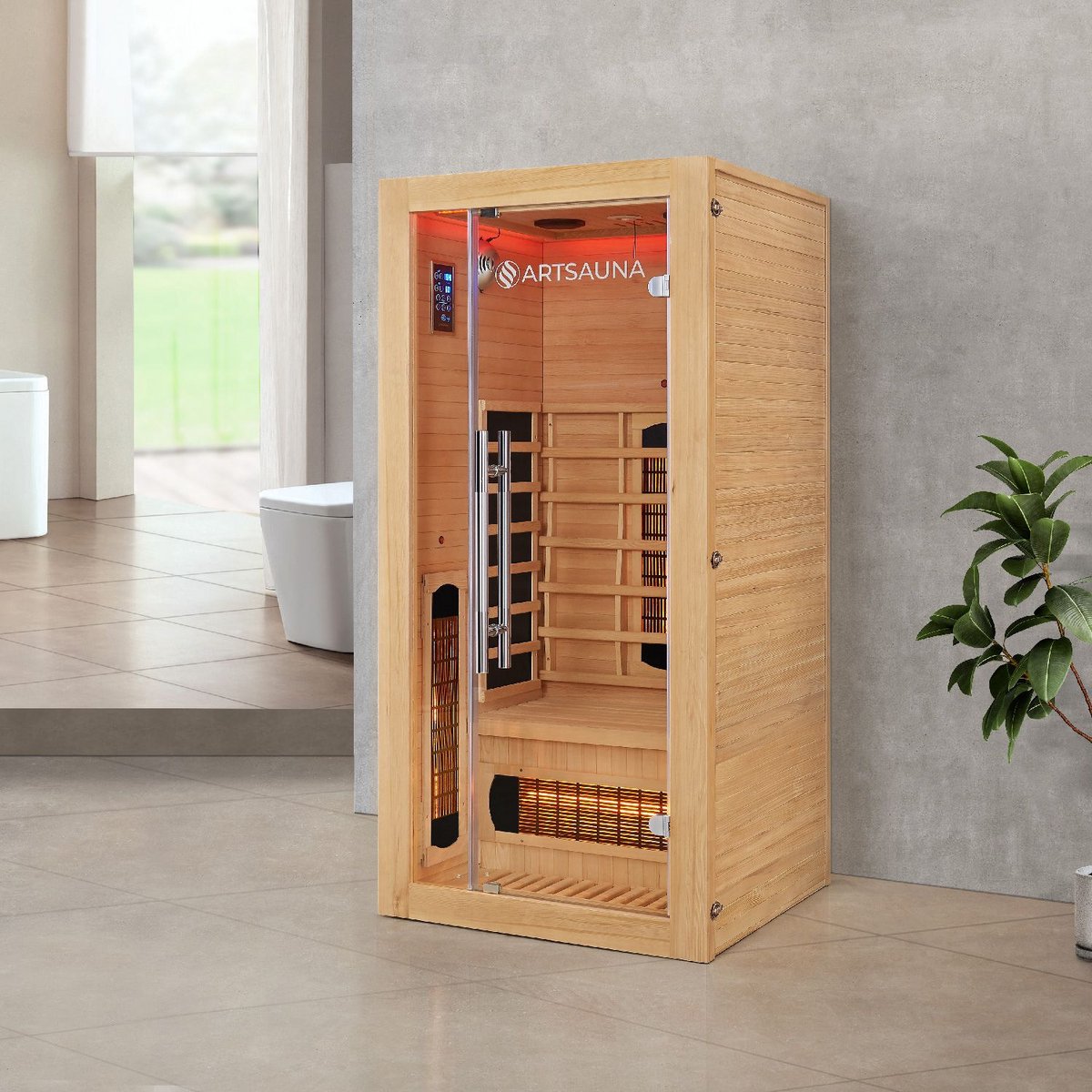 Infraroodcabine / Sauna Kiruna - 90x90x190 - Incl. LED & Bleutooth Radio thumbnail 7