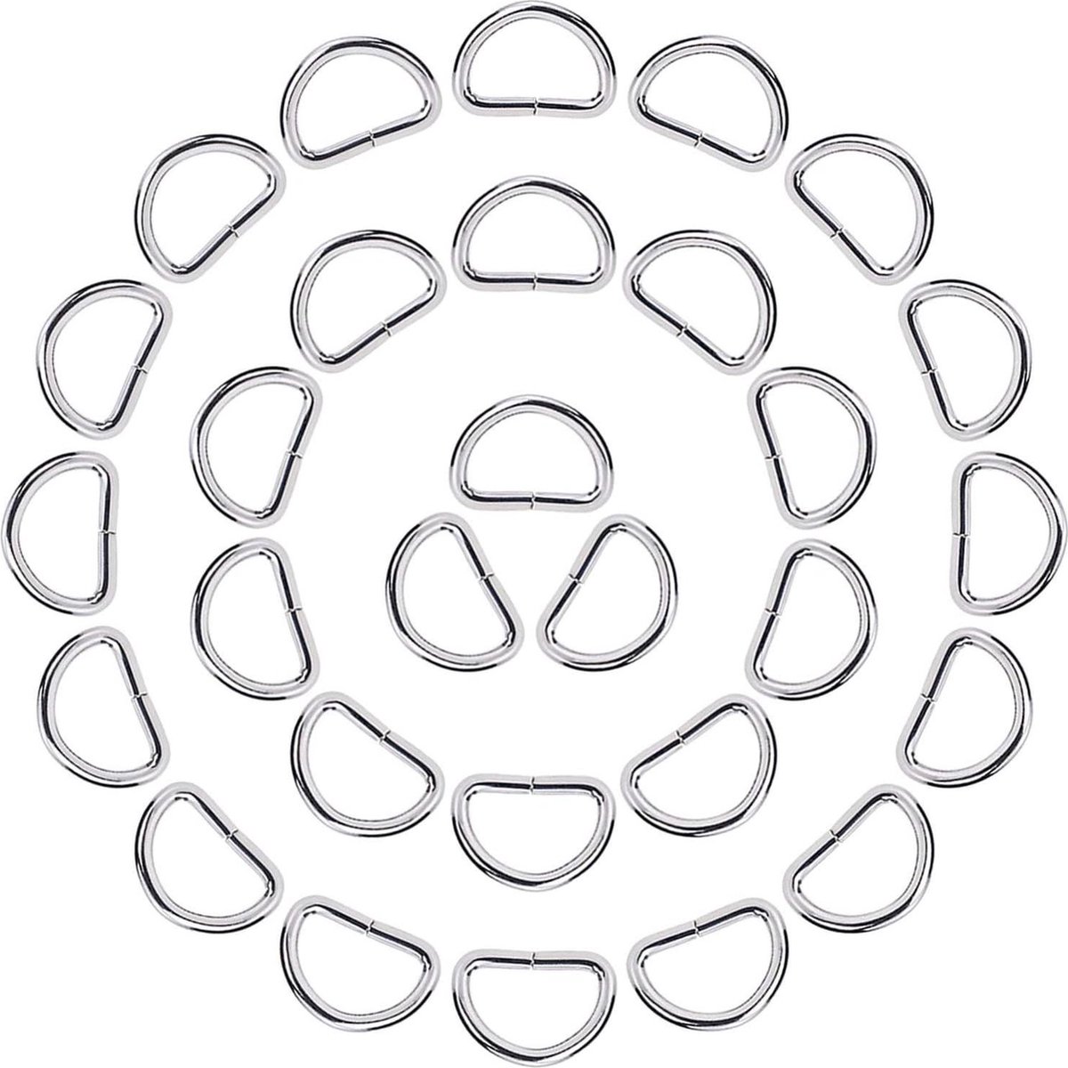 Goedkoopste 50 stuks metalen D-ring 25 cm zilver - voor bevestigingstouwen