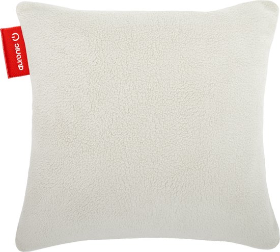 Auronic Warmtekussen - Sherpa Fleece - 45x45 - Draadloos - Oplaadbaar - Elektrisch kussen - Infrarood - Wit