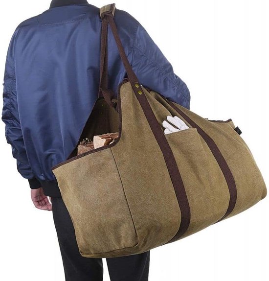 Brandhoutmand groot, 60 x 30 x 50 cm, houten mand met handschoenen voor