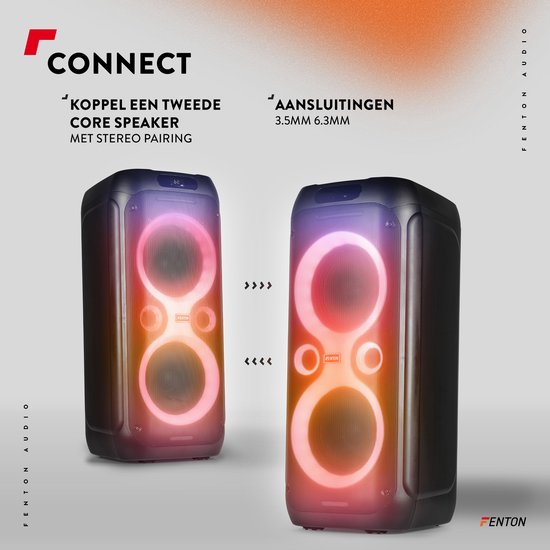 Fenton Core130 party box met microfoon - Bluetooth speaker met LED-effecten - Oplaadbare accu - 180W van FEN — afbeelding 3