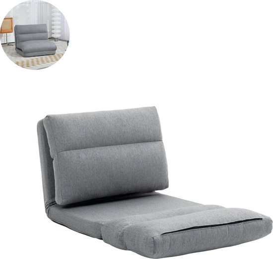 HOMCOM 2-in-1 Slaapstoel Logeerbed, verstelbare hoofdsteun in corduroylook 82 cm x 89 cm x 83 cm Grijs | Netherlands