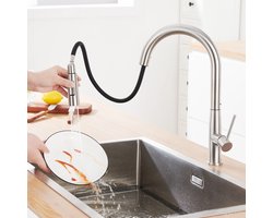 Auralum max keukenmengkraan met uittrekbare handdouche - roestvrijstalen keukenmengkraan - 360° draaibaar - 2 straalsoorten - uitneembare beluchter