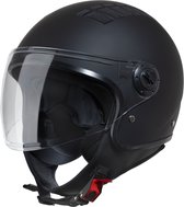VINZ Como Jethelm met Vizier | Scooter Helm & Motorhelm & Brommerhelm & Snorfietshelm & Scooterhelm Retro | ECE 22.06 goedgekeurd | Lichtgewicht 1150 gram | Inclusief Opbergzak | Mat Zwart - M
