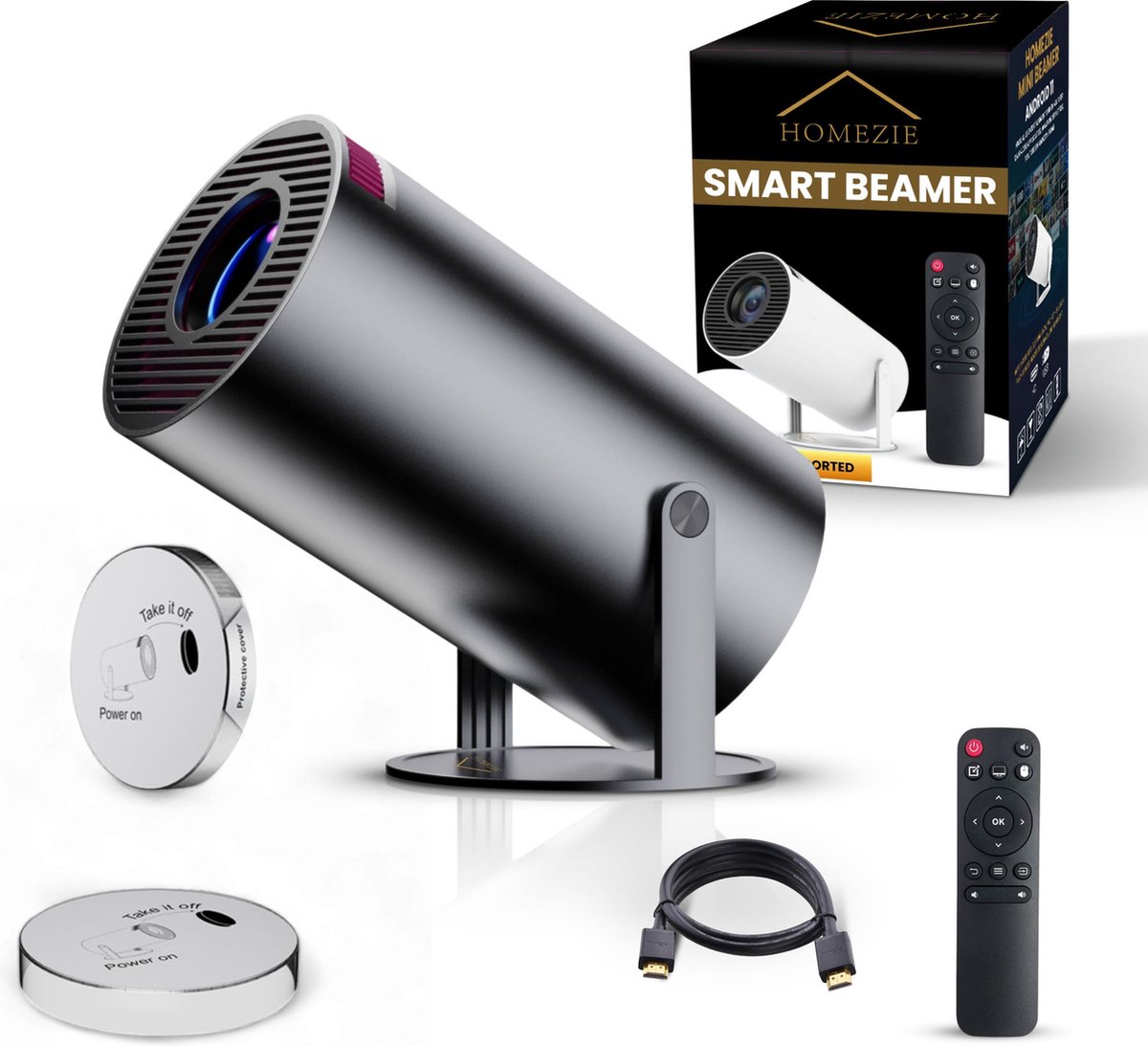 Bol.com Homezie Beamer | Nu met gratis lens cover! | Streamen vanaf je telefoon | 4K support | WiFi, HDMI, Bluetooth | Android 1... aanbieding