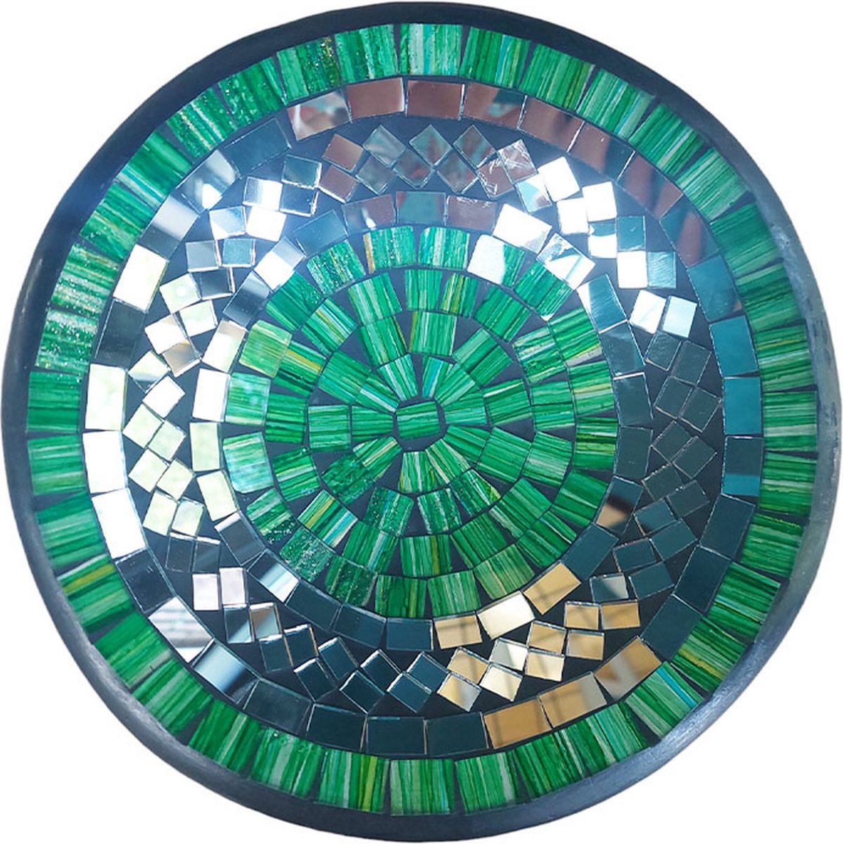 Floz Design decoratieve schaal - glasmozaiek en aardewerk - cadeau dat altijd in de smaak valt - groene woonaccessoire - 20 cm - fairtrade en kwaliteit