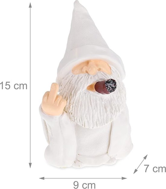 Equivera Nain de jardin - Nain de jardin avec majeur - Doigt d'honneur - Nain de jardin amusant - Figurine de jardin amusante - Décoration de jardin - Astuce cadeau !