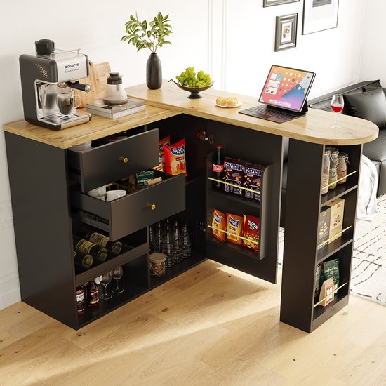 COSTWAY Keukenkast, hoog, voorraadkast 170 cm, voor keuken, buffetkast met 4 deuren en 6 verstelbare planken, vrijstaande opbergkast, multifunctionele