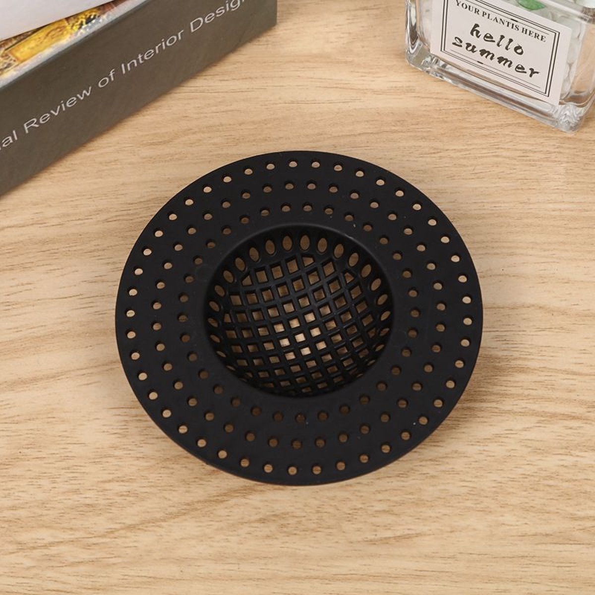1 stuk Gootsteenzeefje -Gootsteenzeef -Vuil tegenhouden Gootsteen -Gootsteenfilter -Zeef - kunststof- diameter 9.8cm- Zwart