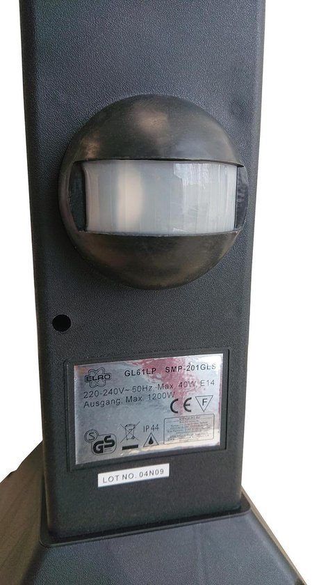 ELRO kunststof tuinpaal met lamp stopcontact en sensor 40cm| ZWART | bol.com