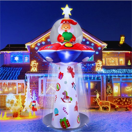 Opblaasbare Kerstman 195 cm hoog met verlichting
