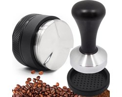 Distributeur 53 mm, 3-in-1 koffieverdeler met koffiestamper en siliconenmat, design koffiestamperset voor perfecte espresso barista-gereedschap, koffieverdeler met instelbare hoogte
