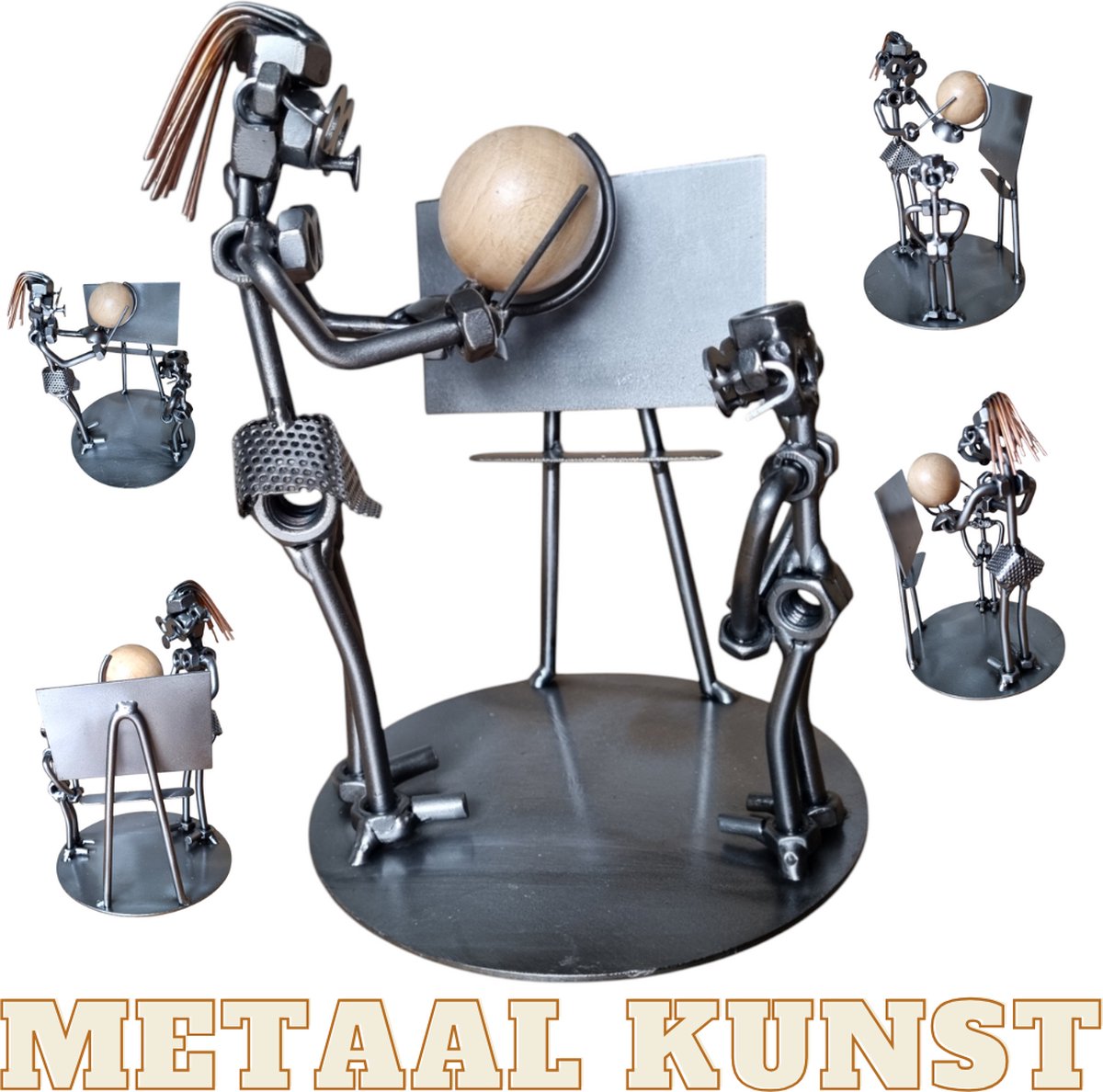 Juf-metaal kunst-metaal beeld-school-student-les-lerares-het best cadeau-uniek-verjaardag-sinterklas gift-kerst-geschenk
