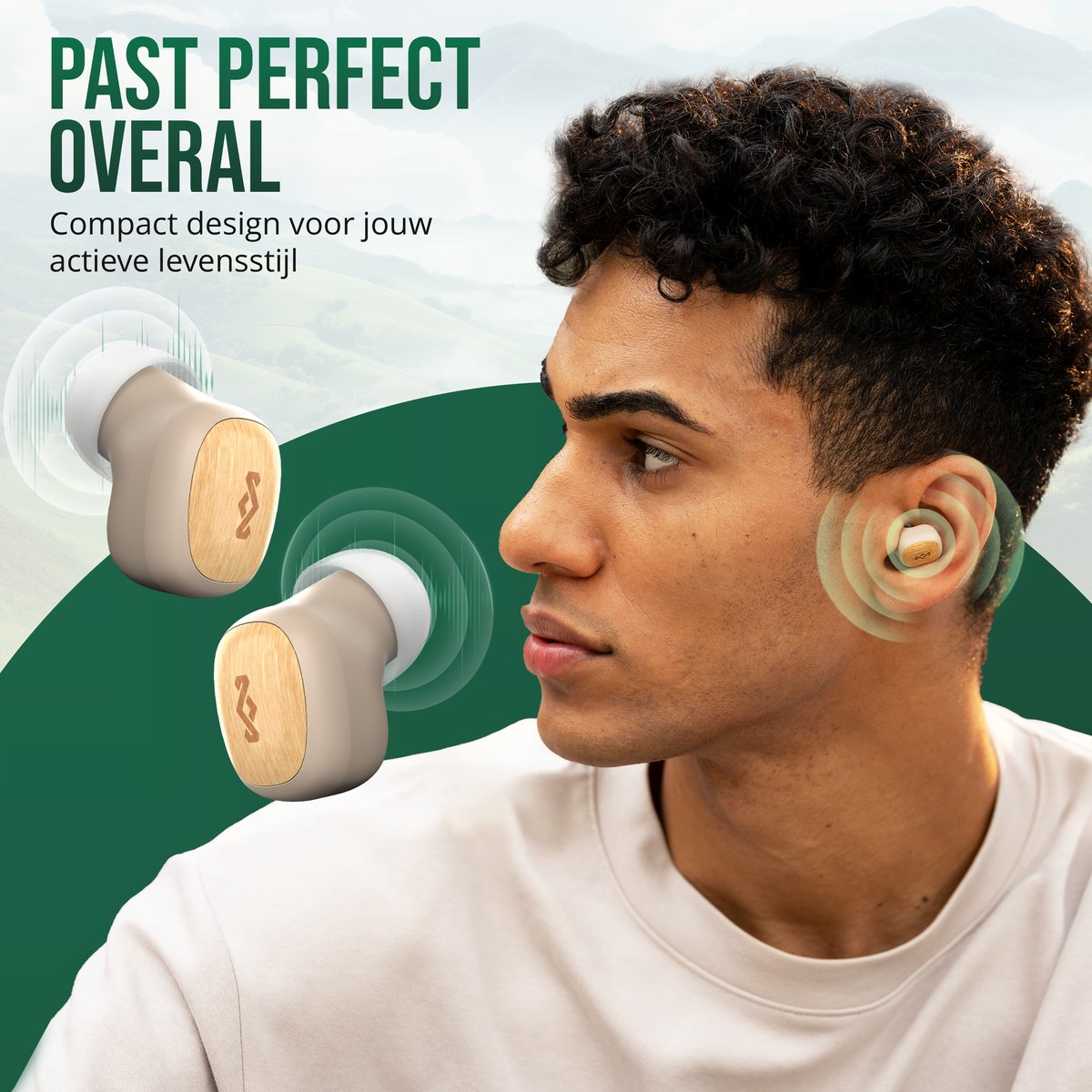 House of Marley Smile Jamaica TWS Draadloze oordopjes - Bluetooth - 14 uur Batterijduur - Met Microfoon - Oortjes Draadloos - Gemaakt van Duurzame Materialen - Cream – foto 8