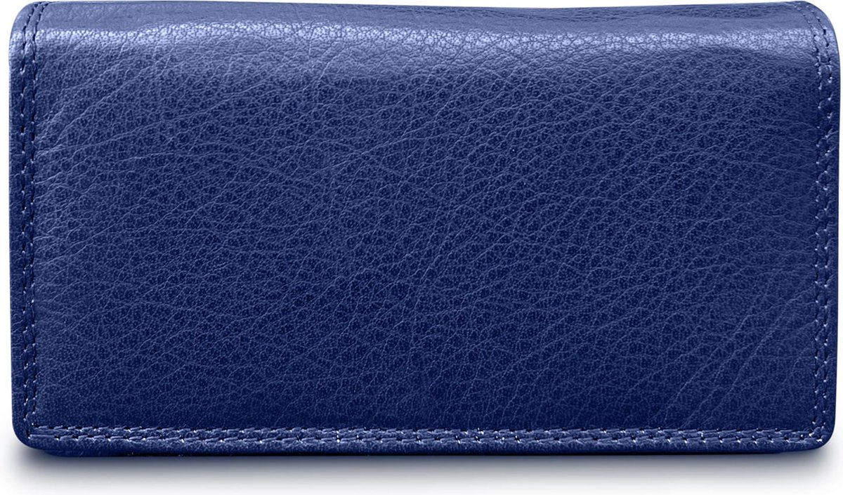 THL Design - Portemonnee Dames - Harmonica overslag model - Nappa Leer - Donkerblauw
