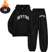 Livano Ensemble de jogging - Ensemble domicile - Adultes - Survêtement - Confortable - Pantalon de survêtement - Survêtement - Femme - Hiver - Zwart - M