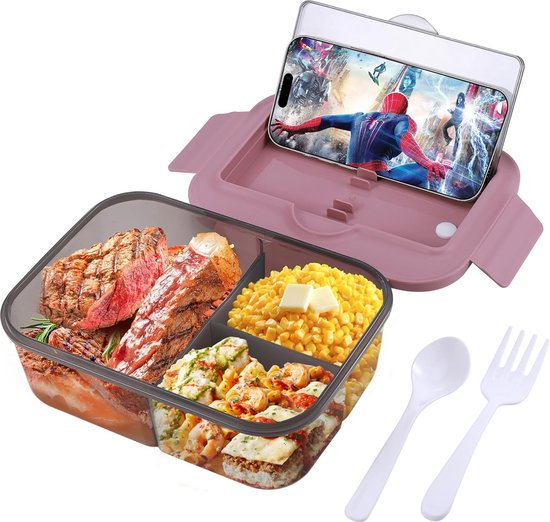 Stijlvolle 1400 Ml Lunchbox Met 3 Compartimenten Voor Volwassenen En