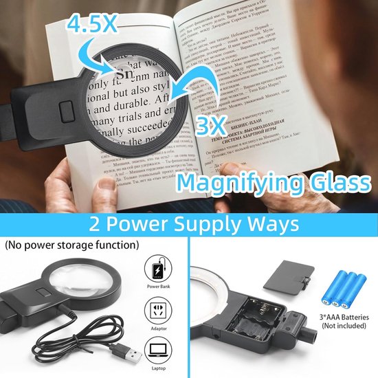 5X Handsfree Vergrootglas met 50 LED-licht, zwanenhals Vergrootglas voor Senior Low Vision Rea
