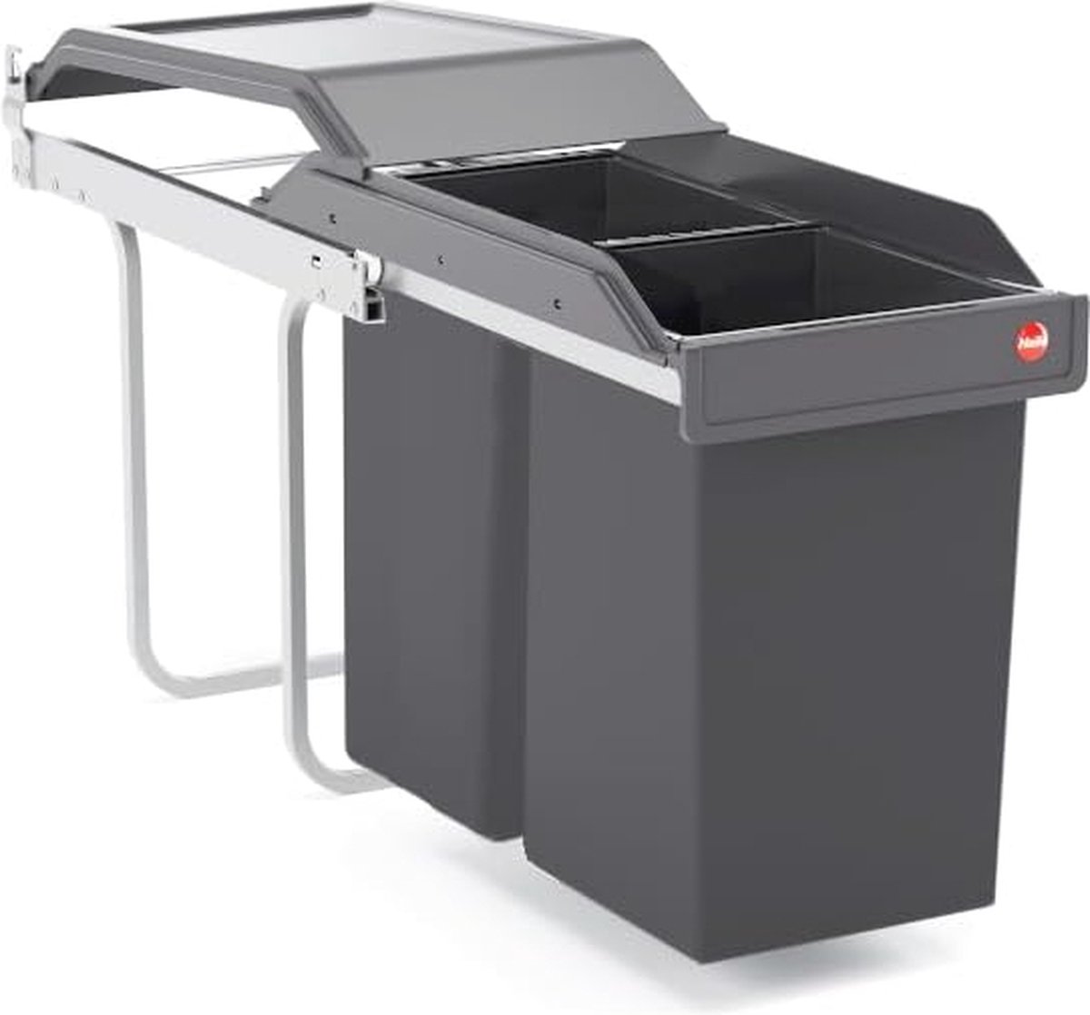 Goedkoopste Tandem Keukenafvalemmer - 30 Liter, Inbouw Vuilnisbak voor Vloermontage, Grijs